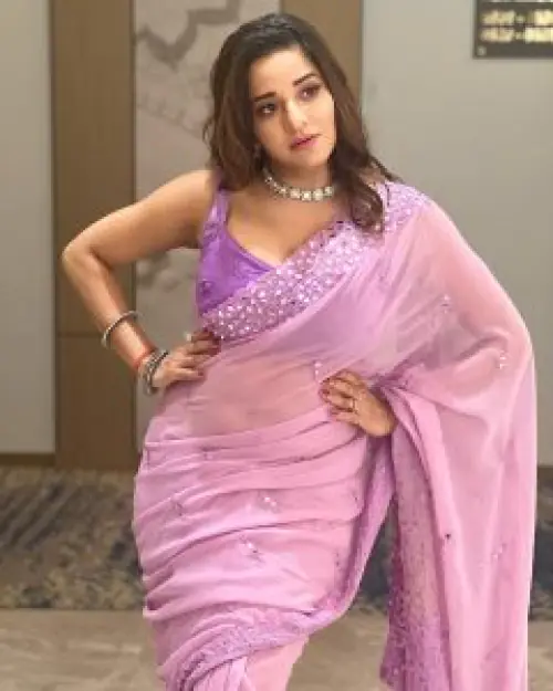 Monalisa hot Pose in Pink Saree: मोनालिसा ने दिया कातिलाना पोज़