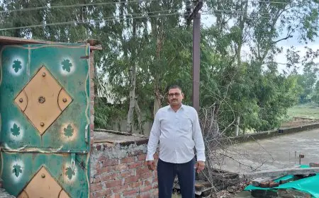 पत्रकार के आँगन से नहीं हटाया हाई टेंशन विधुत लाइन का पोल