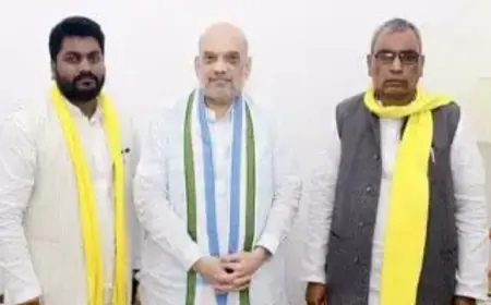 पीला गमछा भगवा के साथ, ओपी राजभर NDA में शामिल, अमित शाह ने किया ट्वीट