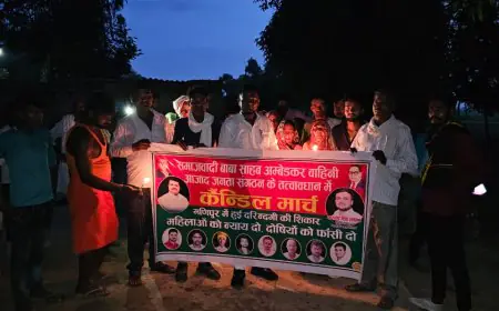 मणिपुर की घटना के विरोध में करतार सिंह भड़ाना के नेतृत्व में निकाला गया कैंडिल मार्च