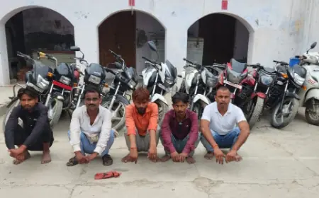 अंतर्जनपदीय ऑटो लिफ्टर गैंग का भंडाफोड़, गैंग के 5 शातिर सदस्य चोरी की 9 मोटरसाइकिल 1 स्कूटी सहित गिरफ्तार