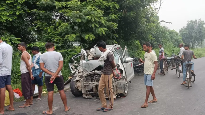 Farrukhabad : कार और ट्रैक्टर ट्राला में भिड़ंत चाचा भतीजे घायल