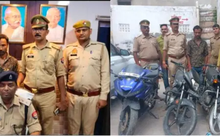 फ़िरोज़ाबाद पुलिस द्वारा दो बाइक चोरों को किया गिरफ्तार कब्जे से चोरी की 5 बाइक बरामद