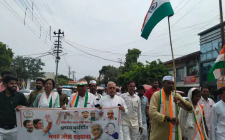 भारत जोड़ो यात्रा की प्रथम वर्ष गांठ पर कांग्रेस कार्यकर्ताओ ने निकली पद यात्रा