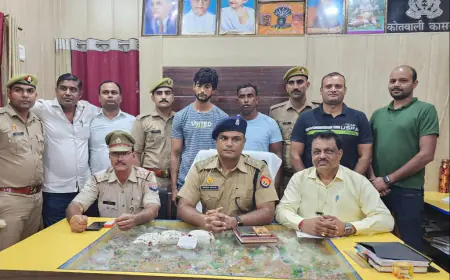 कासगंज पुलिस व ए. एन .टी.एफ. आगरा जोन की सयुक्त कार्यवाही में 01 महिला सहित 03 अभियुक्तों को किया गिरफ्तार