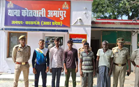 कासगंज/अमापुर पुलिस द्वारा अपहरण की घटना से सम्बन्धित अभियोग में वांछित 05 अभियुक्तगण को किया गिरफ्तार ।