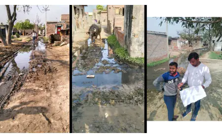 कासगंज/सहावर तहसील के ग्राम मंगदपुर में प्रधान की मनमानी से ग्रामीणकीचड़ व जल में निकलने को विवश