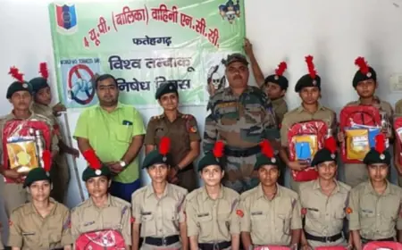 एन सी सी कैडेट को तंबाकू नियंत्रण कार्यक्रम के तहत दिया गया प्रशिक्षण