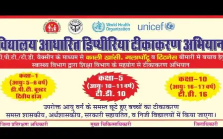 सीएचसी के स्वास्थ्य कर्मचारियों द्वारा किया गया विद्यालय में टीकाकरण