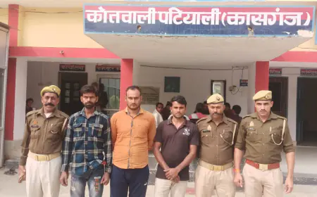 पटियाली पुलिस द्वारा 03 वारण्टी अभियुक्त को किया गिरफ्तार