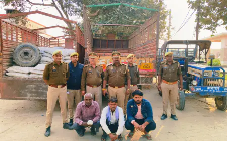 चोरी हुये ट्रैक्टर ट्रॉली व 253 सीमेन्ट बोरी (कीमत करीब 8 लाख रुपये) व 2 आयशर कैन्टर सहित 3 अभियुक्तों  गिरफ्तार