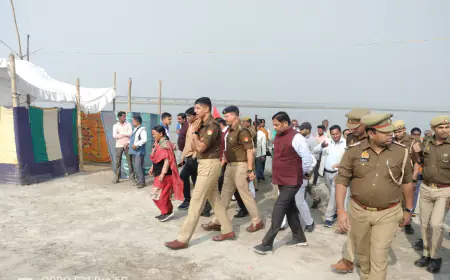 कासगंज जिलाधिकारी व पुलिस अधीक्षक  द्वारा किया गया कादरगंज गंगा घाट ककोड़ा मेला का निरीक्षण ।
