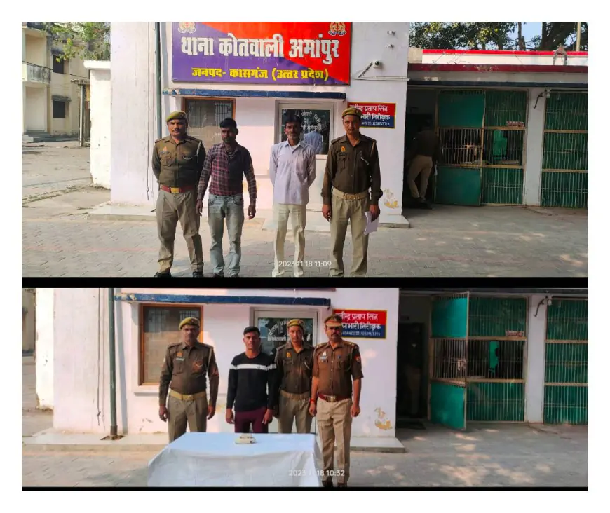 कासगंज अमांपुर पुलिस द्वारा 03 अभियुक्तों को किया गिरफ्तार ।