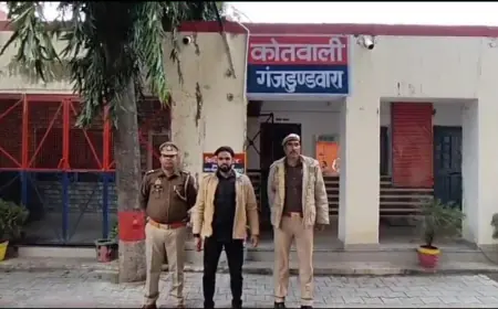 गंजडुण्डवारा पुलिस द्वारा 01 अभियुक्त को 315 बोर तमंचा व 02 जिंदा कारतूस सहित किया  गिरफ्तार।