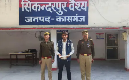 अपराध नियन्त्रण की दिशा में कासगंज पुलिस का अभियान जारी, थाना सिकन्दरपुर वैश्य पुलिस द्वारा 01 अभियुक्त को किया गया गिरफ्तार।