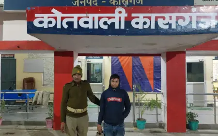 कासगंज पुलिस द्वारा 01 अभियुक्त को 23 क्वार्टर अवैध देशी शराब के साथ किया गया गिरफ्तार।