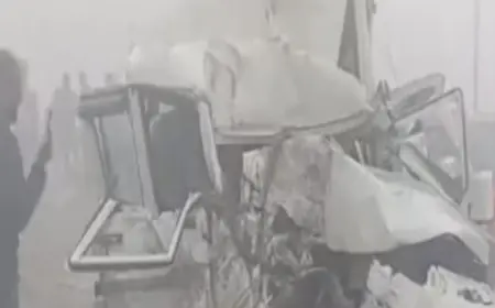 आगरा में कोहरे का कहर, दृश्यता शून्य, हाईवे पर एक दर्जन वाहन टकराए