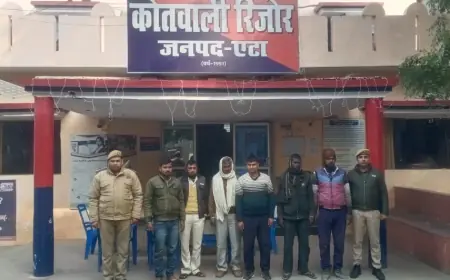 एटा पुलिस ने 6 अभियुक्त जुआ खेलते 1750 रूपये  सहित गिरफ्तार किए