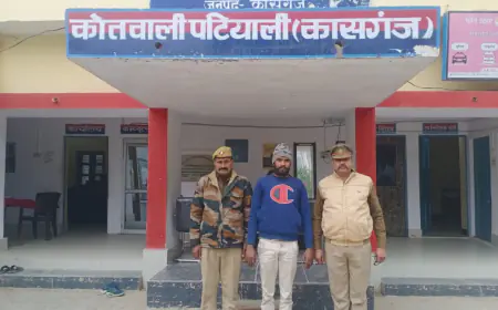 पटियाली पुलिस द्वारा 01 वारण्टी अभियुक्त को किया गया गिरफ्तार।