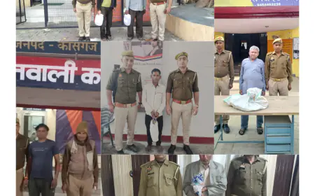 कासगंज जनपदीय पुलिस द्वारा 06 अभि0गण को 10 लीटर कच्ची शराब  एवं 101 क्वार्टर अवैध देशी शराब सहित किया गिरफ्तार। ।