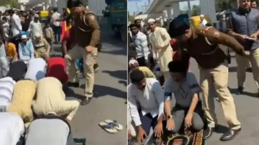 सड़क पर नमाज़ पढ़ रहे एक मुस्लिम को सिपाही ने मारी लात, हुआ सस्पेंड
