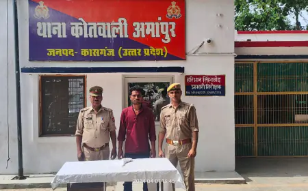 अमांपुर पुलिस द्वारा 01 अभियुक्त  को 01 अवैध तमंचा 315 बोर व 01 जिन्दा कारतूस 315 बोर सहित किया गिरफ्तार।