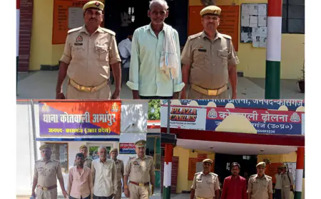 कासगंज जनपदीय पुलिस द्वारा 04 वारण्टी अभि0गण को किया गया गिरफ्तार ।
