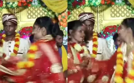स्टेज पर दूल्हे के सामने शादी के जोड़े में आ गई प्रेमिका, दुल्हन की करने लगी पिटाई...
