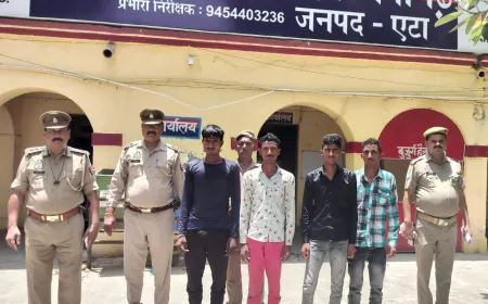 SSP. ASP के निर्देशन में अवागढ़ पुलिस ने 4 अंतर्जनपदीय शातिर 19 हजार रुपयों सहित गिरफ्तार