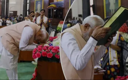 मोदी चुने गए NDA के नेता 9 जून को लेंगें शपथ, संबिधान को माथे से लगाया