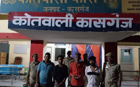 कासगंज पुलिस द्वारा 04 जुआरियों को किया गिरफ्तार।