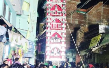 मोहर्रम की चौथी तारीख परजामा मस्जिद मातमी धुनों ब नगाढो के बीच उठा चौथी का अलम