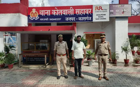 कासगंज  सहावर पुलिस द्वारा 01 वांछित अभियुक्त को गिरफ्तार कर न्यायिक अभिरक्षा में भेजा गया ।