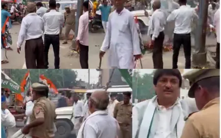 कांग्रेस कार्यकर्ताओं ने फूंका भाजपा सांसद का  पुतला।