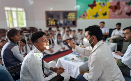 शकुंतला देवी इंग्लिश मध्यम स्कूल में डेंटल कैंप लगाकर विधार्थियों का किया गया  डेंटल चेकअप