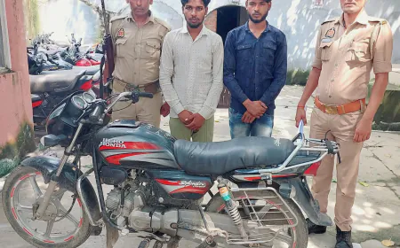 मोटर साइकिल चोरी की घटना में 2 अभियुक्तों को चोरी की मोटर साइकिल सहित किया गिरफ़्तार