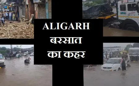 Aligarh Ka Mausam:  बरसात का कहर, तीन मकान गिरे, रेलवे ट्रैक जलमग्न