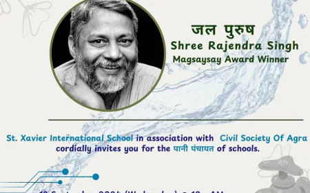 जल पुरुष मौजूद रहेंगे -सिविल  सोसाइटी ऑफ़ आगरा और सेंट ज़ेवियर इंटरनेशनल स्कूल के संयुक्त तत्वाधान में बच्चों की पानी मे पंचायत