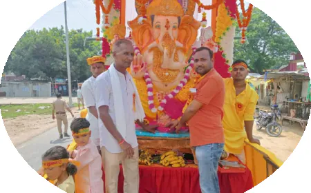 धूमधाम से किया गया गणेश जी की प्रतिमा का विसर्जन