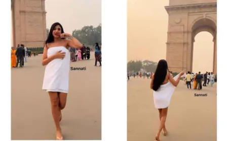 कोलकाता की मॉडल ने तोलिया पहन कर इंडिया गेट पर लगाये ठुमके, वीडियो वायरल