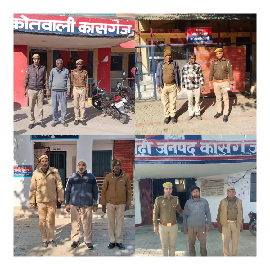 जनपदीय पुलिस द्वारा 04 वारण्टी अभियुक्तगण को गिरफ्तार किया गया