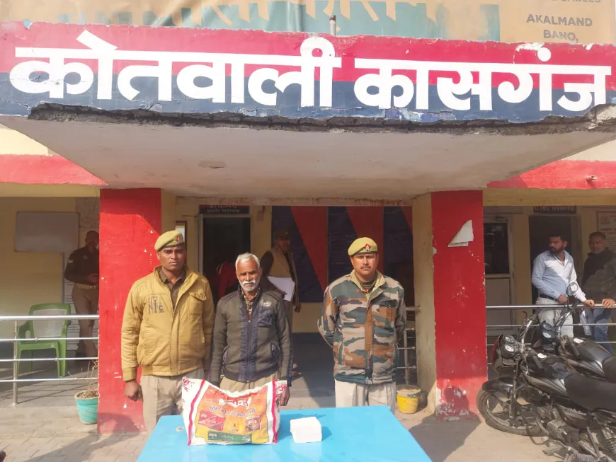 कासगंज पुलिस द्वारा एक अभियुक्त को 40 क्वार्टर शराब के साथ किया गिरफ्तार