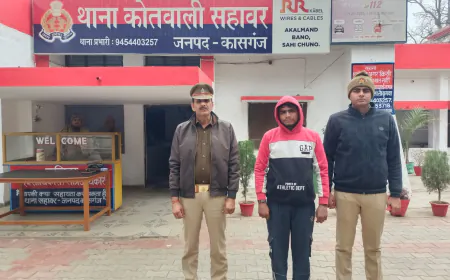 Kasganj news सहावर पुलिस द्वारा पोक्सो एक्ट के अभियोग में 01 वांछित अभियुक्त को किया गिरफ्तार।