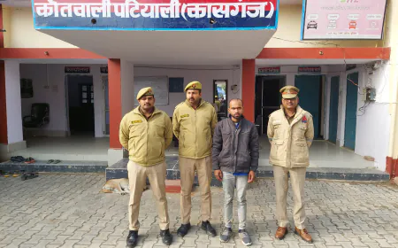 Kasganj news दुष्कर्म व एससी/एसटी के अभियोग में 01 वांछित अभियुक्त को पटियाली पुलिस ने किया गिरफ्तार,