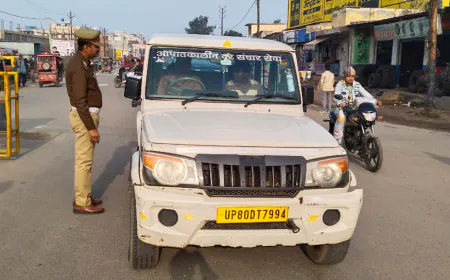 Kasganj news यातायात नियमों का उल्लंघन करने पर 254 वाहन चालकों के चालान किये गये ।