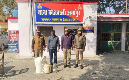 Kasganj news थाना अमांपुर पुलिस द्वारा अवैध शराब बनाते 01 अभियुक्त को किया गया गिरफ्तार ।