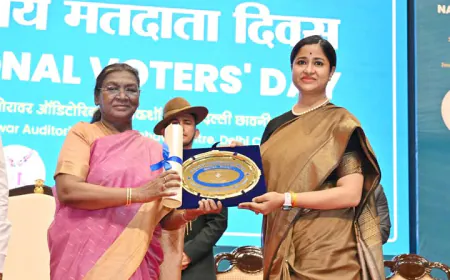 राष्ट्रपति द्रौपदी मुर्मु ने 15वें राष्ट्रीय मतदाता दिवस समारोह में भाग लिया   विवरण: