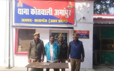 Kasganj news सोशल मीडिया पर अवैध शस्त्र के साथ हुआ था युवक का फोटो वायरल  अमांपुर पुलिस द्वारा की गयी ततपरता से कार्यवाही ।