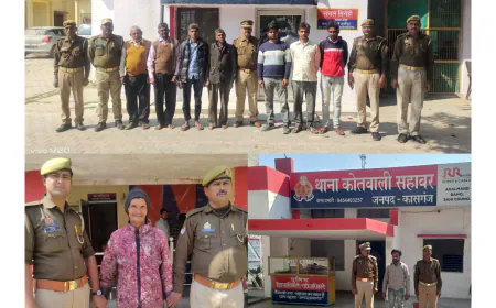 Kasganj news जनपदीय पुलिस द्वारा 09 वारंटी अभियुक्तगण किये गिरफ्तार।