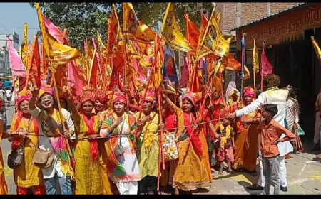 751 निशानों के साथ धूम धाम से निकली खाटू श्याम जी की निशान यात्रा ।